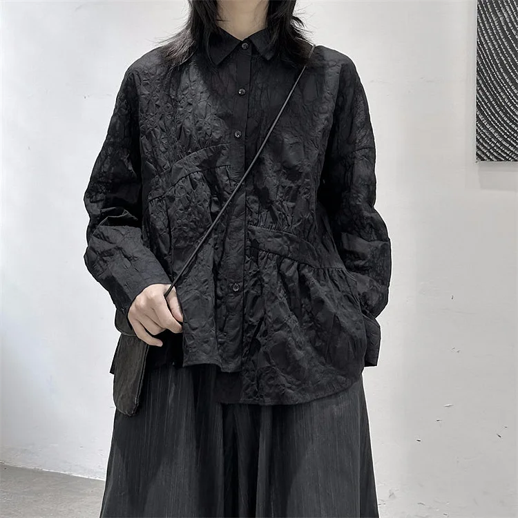 Solid Japanese Dark Style Design Long-sleeved Shirts-dark style-men's clothing-halloween