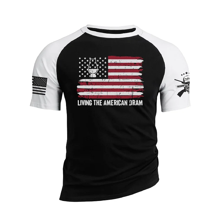 LIVING THE AMERICAN DRAM RAGLAN GRAPHIC TEE