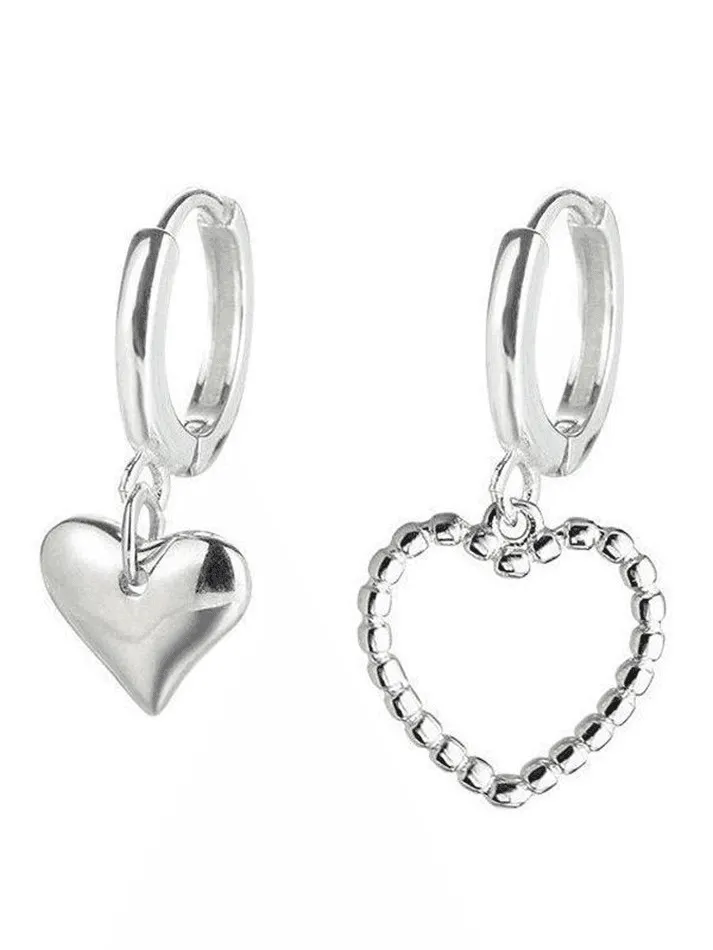 Brownm Irregular Heart Pendant Hoop Earring
