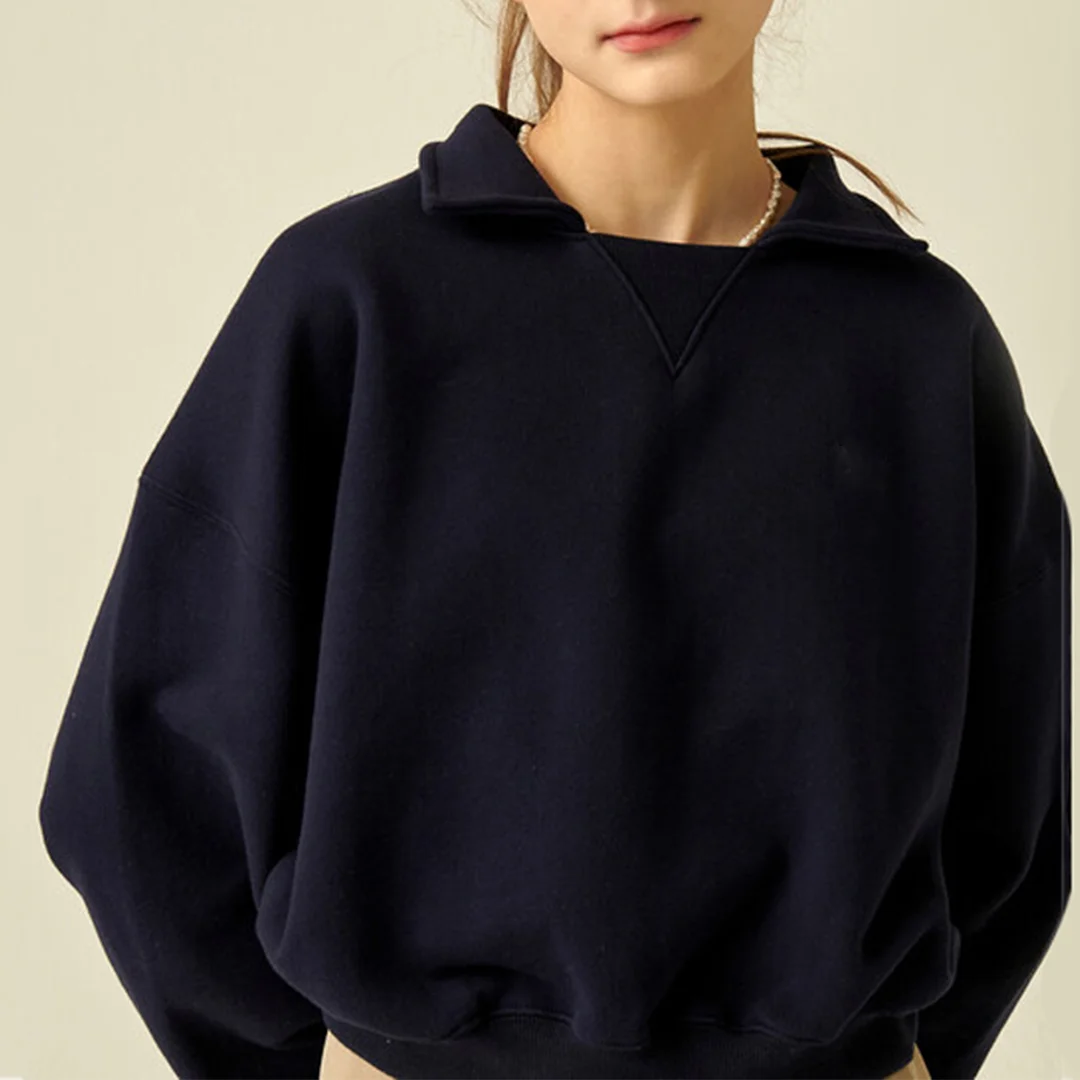 Pure Cotton Lapel Sweatshirt