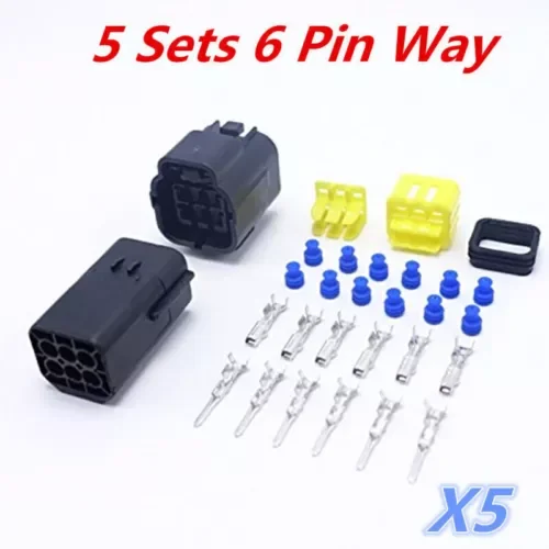 Dronehint 5 Kit 6 Pin Way Amp Sealed Waterproof Wire Connector Plug Terminal Set Car Truck (For: Audi Sport) Parts