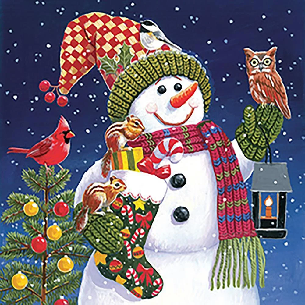 Full Round Diamond Painting - Christmas Snowman(30*30cm)