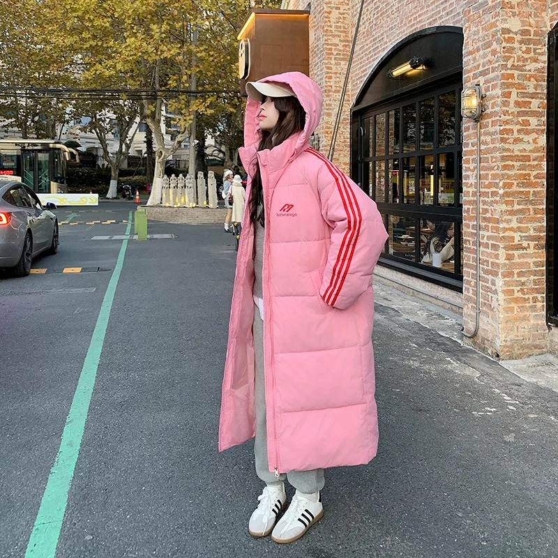 Woherb Medium Long Down Cotton-Padded Clothes Women Winter New Knee Students Loose Large Size Plus Thick Cotton-Padded Jacket Coat Bread Clothes-Outfit Ideas