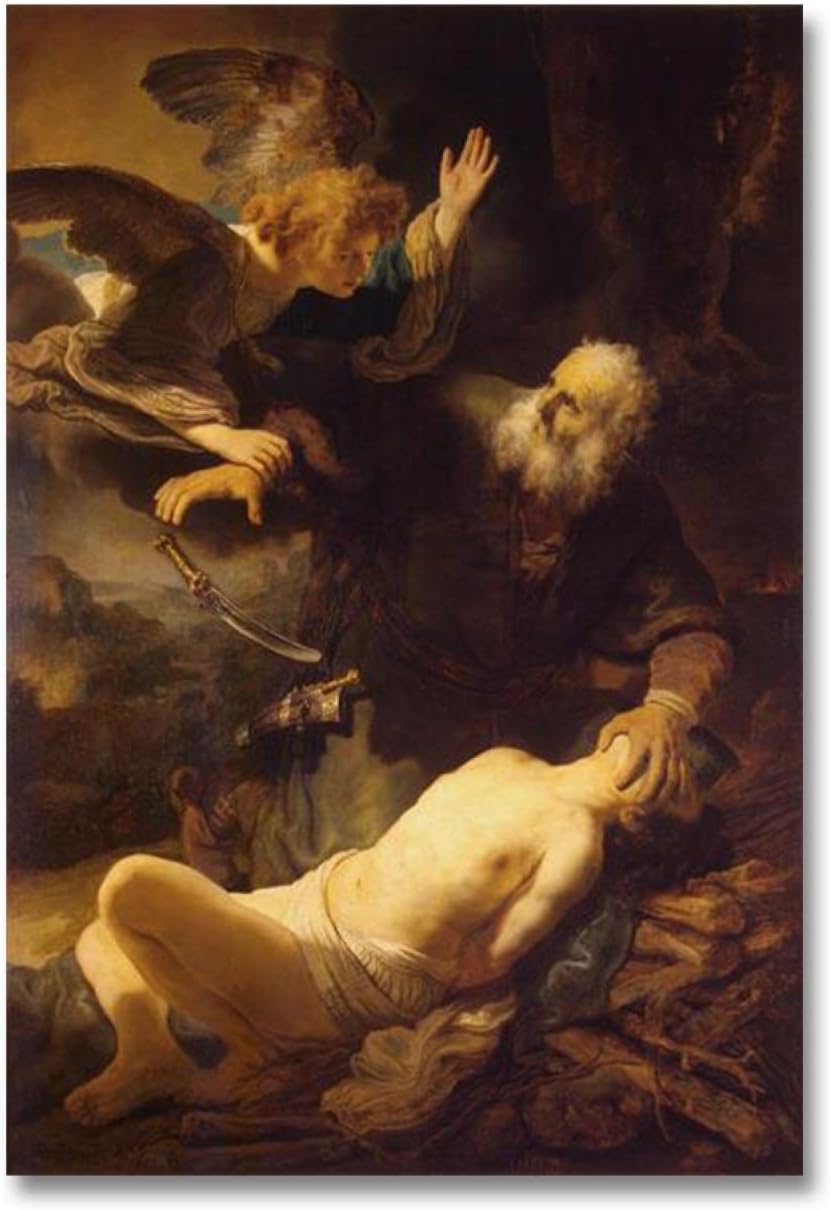 HEIMAO Baroque Canvas Wall Art. Rembrandt Canvas Prints. Sacrifice of Isaac Oil Painting Reproduction for Living Room Home Decor 45x72cm(17.7x28.3inch) Unframed Unframed