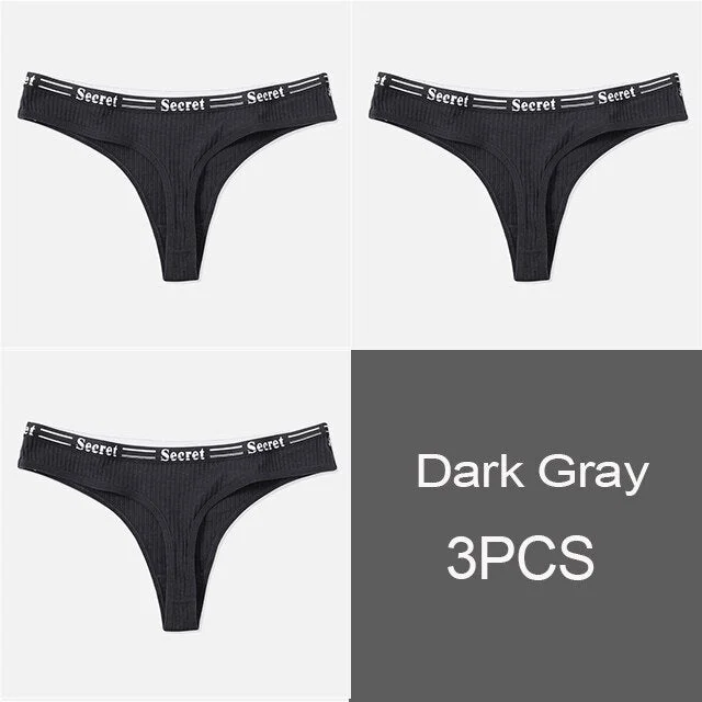 3PCS/Set Women Cotton Panties Thong Underwear G-String Underpants Sexy Briefs Lingerie Female Letter Embroidery Low Waist Pantys