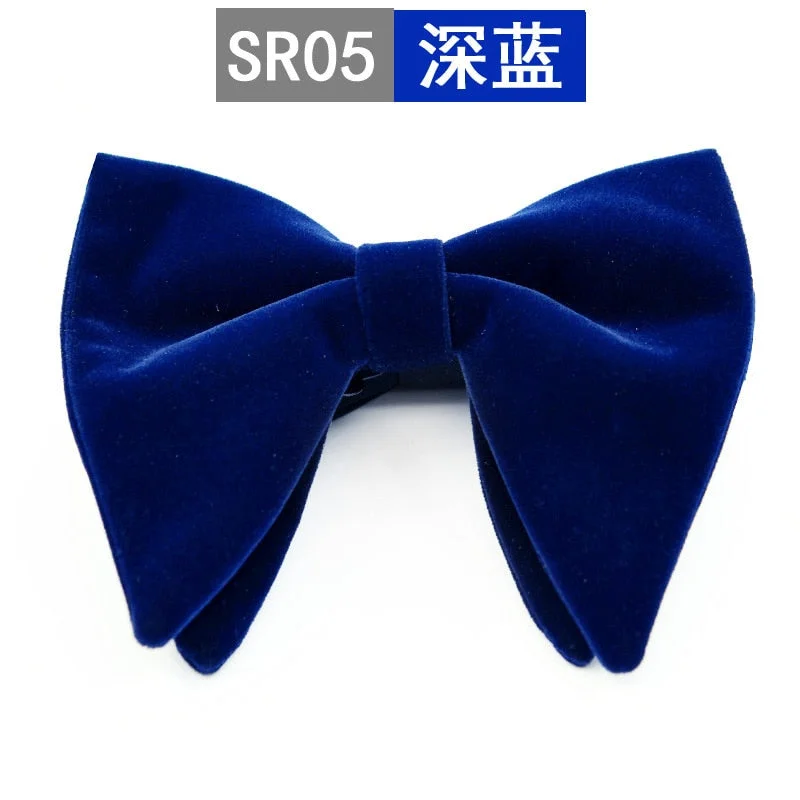 New Fashion Velvet Big Bowties for Women Mens Groom Wedding Bow Tie Skinny Solid Color Gravatas Slim Black Cravat Accessories