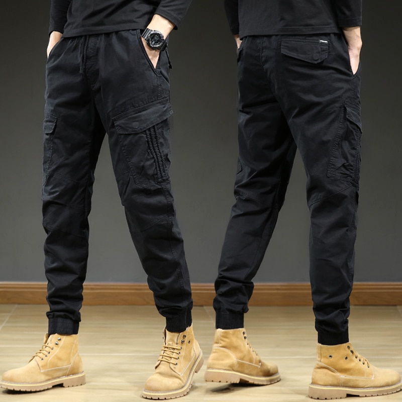 2025 New Spring Summer Multi-pockets Cargo Pants Men Streetwear Slim Fit Casual Joggers Male Stretch Cotton Trousers