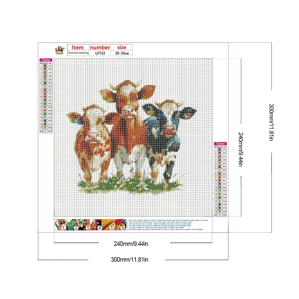 Diamond Painting - Full Round Drill - Cow(Canvas|30*30cm)