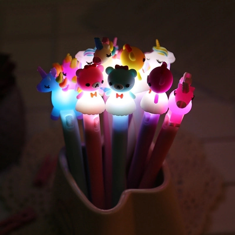 Cute Cartoon Gel Pen With Light Luminous Ball Pen Creative Stationery