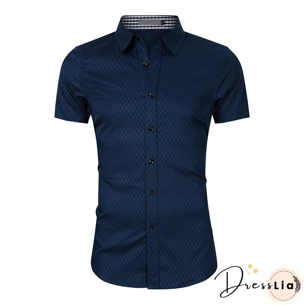 Men Short Sleeve Lapel Button Down Business Shirts