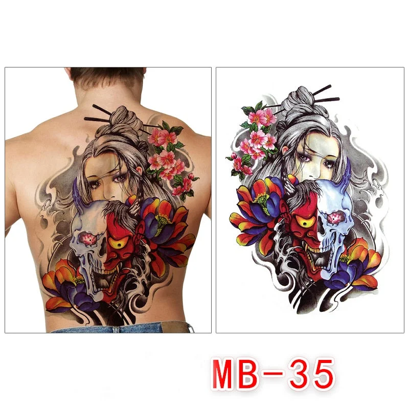 Waterproof temporary men tattoos tattoo full back large tatoo fake dragon girl tattoo body art sticker sexy decals transferable