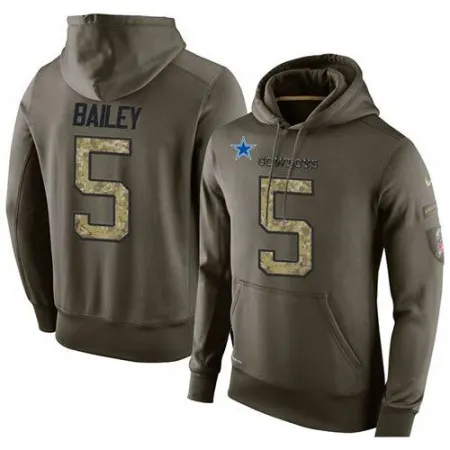 NFL Men's  Dallas Cowboys #5 Dan Bailey Stitched Green Olive Salute To Service KO Performance Hoodie
