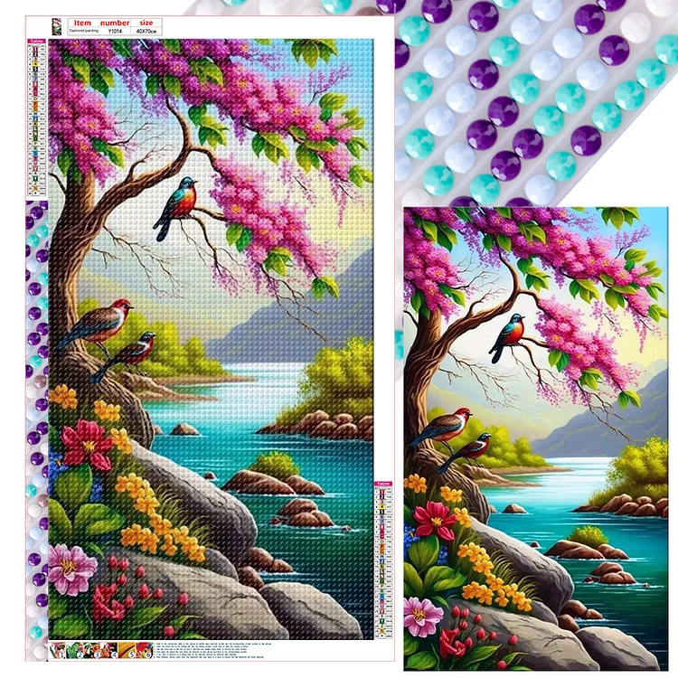 Full Round Diamond Painting - Birds By The River 40*70CM