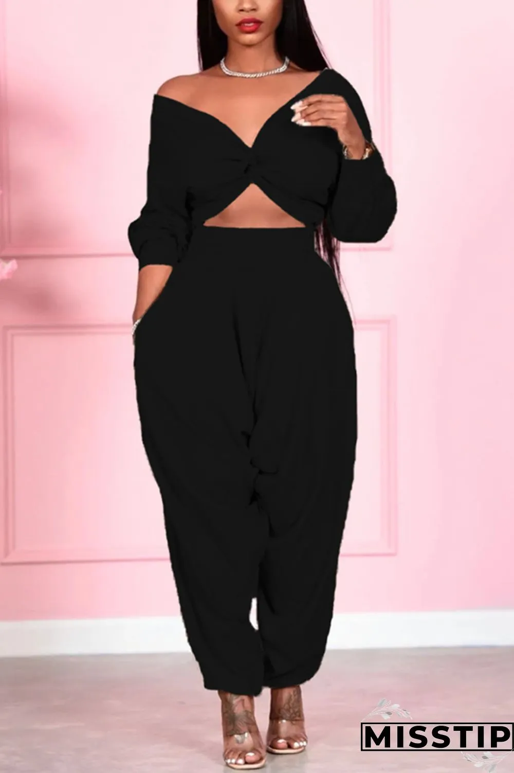 Khaki Sexy Casual Solid Basic V Neck Long Sleeve Two Pieces