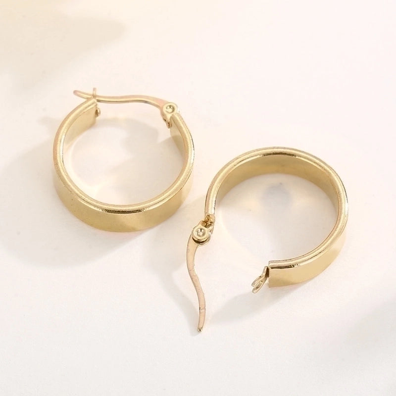 1 Pair Retro Streetwear Solid Color Plating Stainless Steel 18K Gold Plated Hoop Earrings2