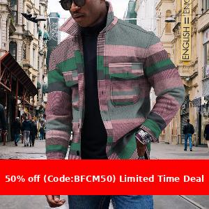 Aonga winter outfits men Men's Double Pocket Creative Multi-Color Diamond-Shaped Barbed Wire Style Printed Pattern Double Pocket Casual aonga