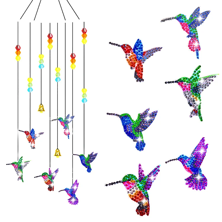 Cartoon Diamond Art Sun Catcher Butterfly DIY Crystal Wind Chime for Wall Decor