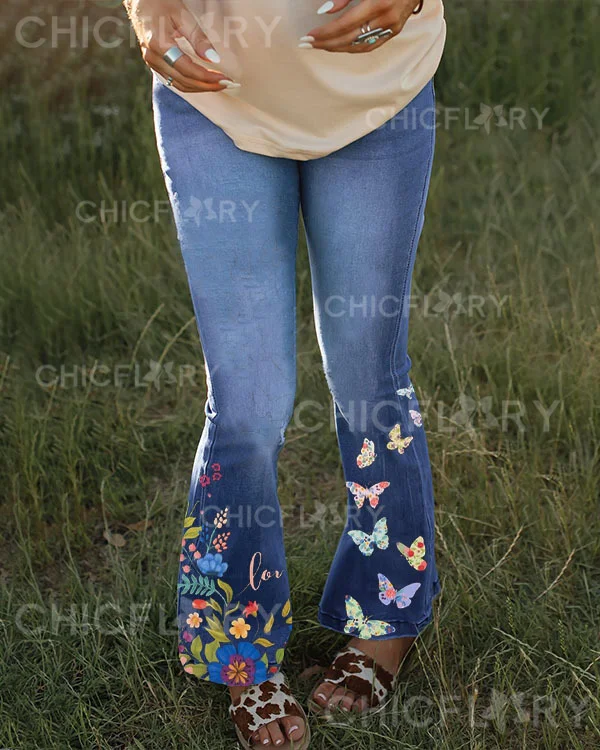 Women's Floral Print Jeans