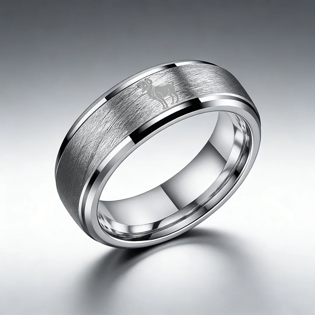 Men Women Aries Tungsten Carbide Rings Steps Sliver Tungsten Wedding Bands 4MM 6MM 8MM
