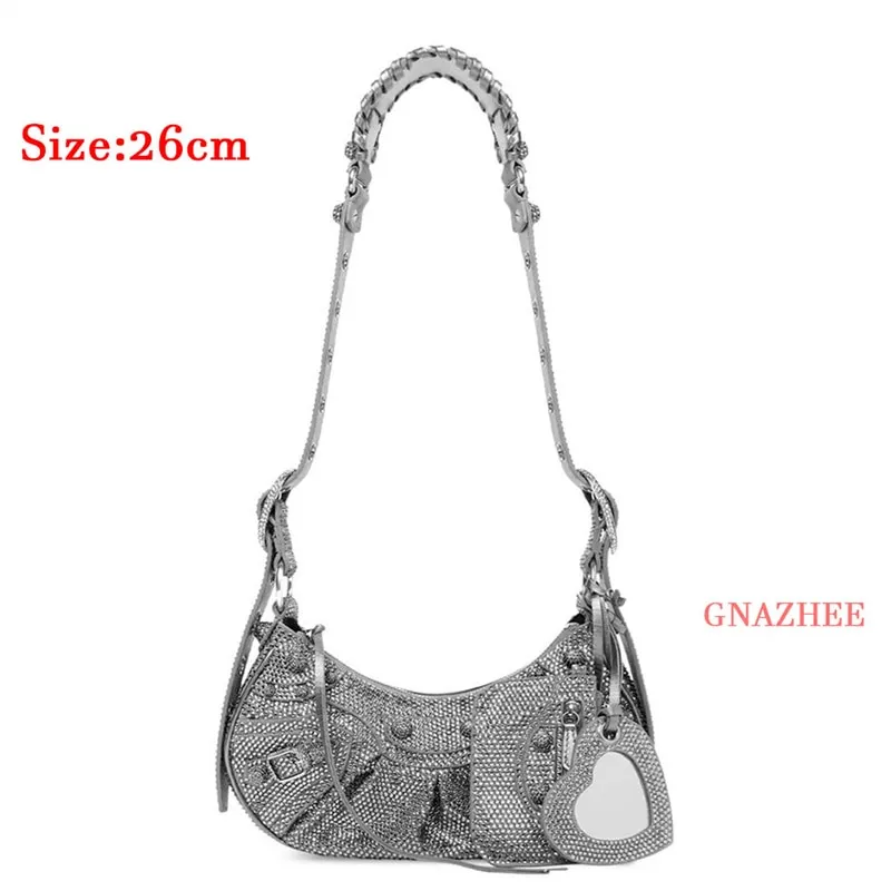 Bag New 2023 Black Gothic White Fashion Black Pink Rivets Crossbody Shoulder Bags Purse Women Underarm Bags  Motorcycle Bag