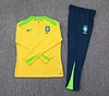 2025 Brazil Half-Pull Training Suit Yellow Football Shirt 1:1 Thai Quality Set