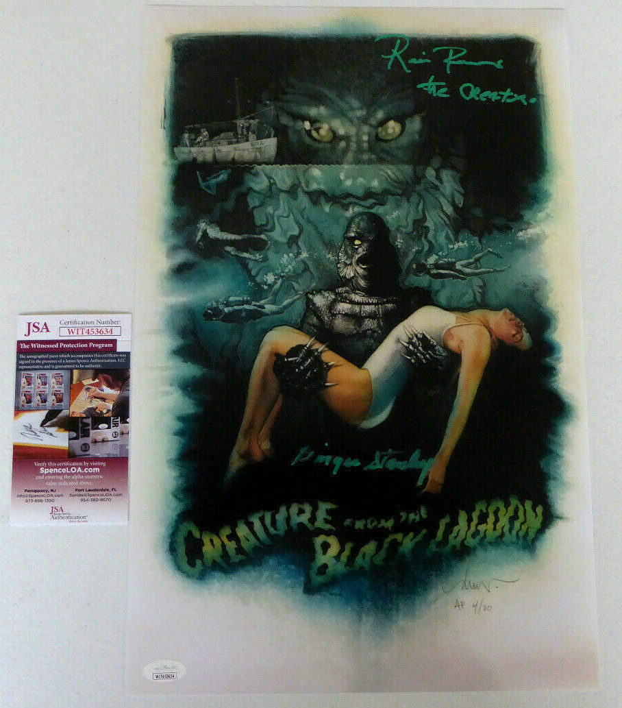 Ricou Browning & Ginger Stanley Signed 11x17 Photo Poster painting Auto, The Creature, JSA COA