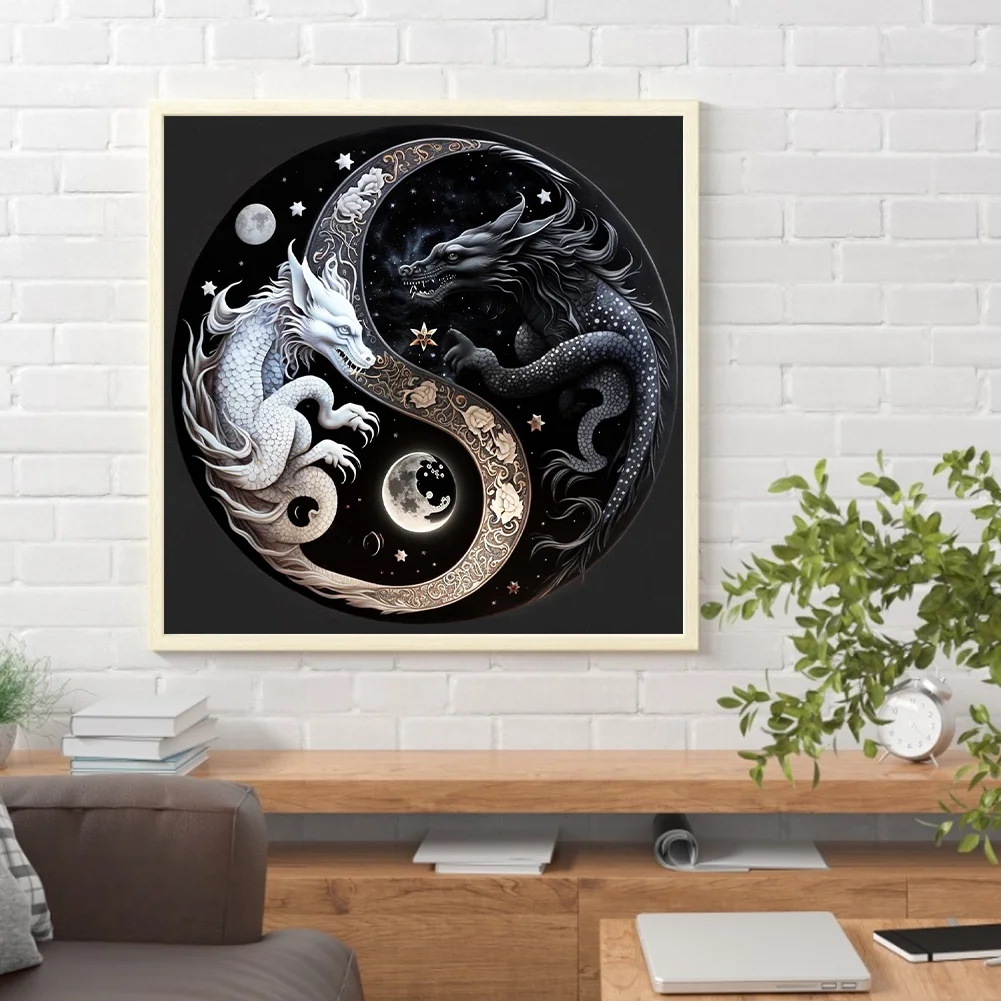 Diamond Painting - Full Round Drill - Yin Yang Dragon(Canvas|30*30cm)
