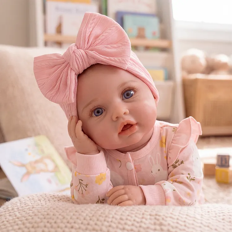 [Pre-Order] Babeside Faye 12"/16" Pouty Lips Silicone Baby Doll in Pink Floral Romper &ndash; Lifelike Gift for Girls