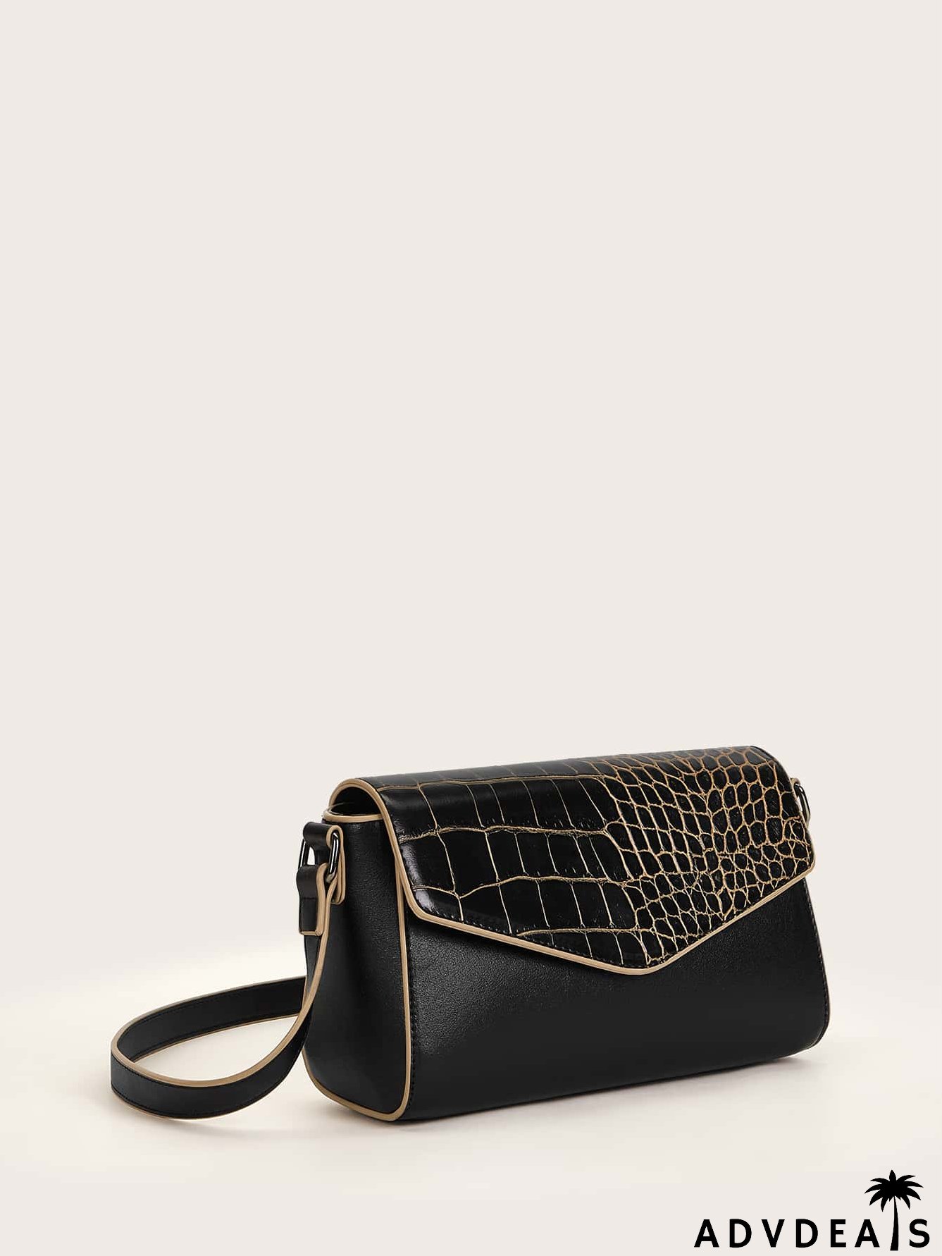 Croc Embossed Flap Crossbody Bag