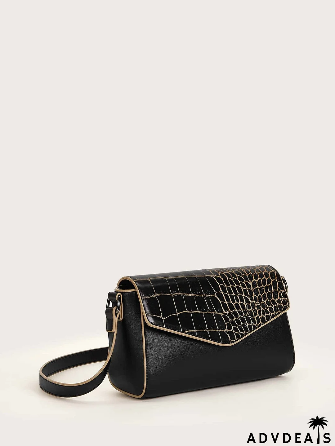 Croc Embossed Flap Crossbody Bag