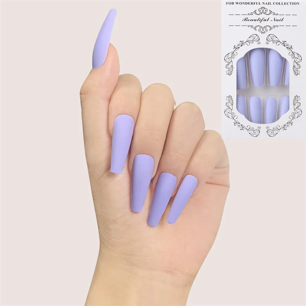 24Pcs/Set European Long Coffin Fake Nails Pre-design Black Red Gradient Ballerina Artificial Nail Art Tips False Nails with Glue-Nail Inspo