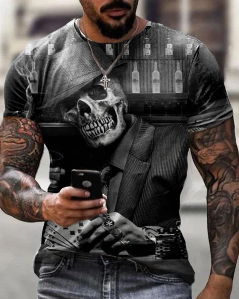 Men Skull Casual T-shirt -02