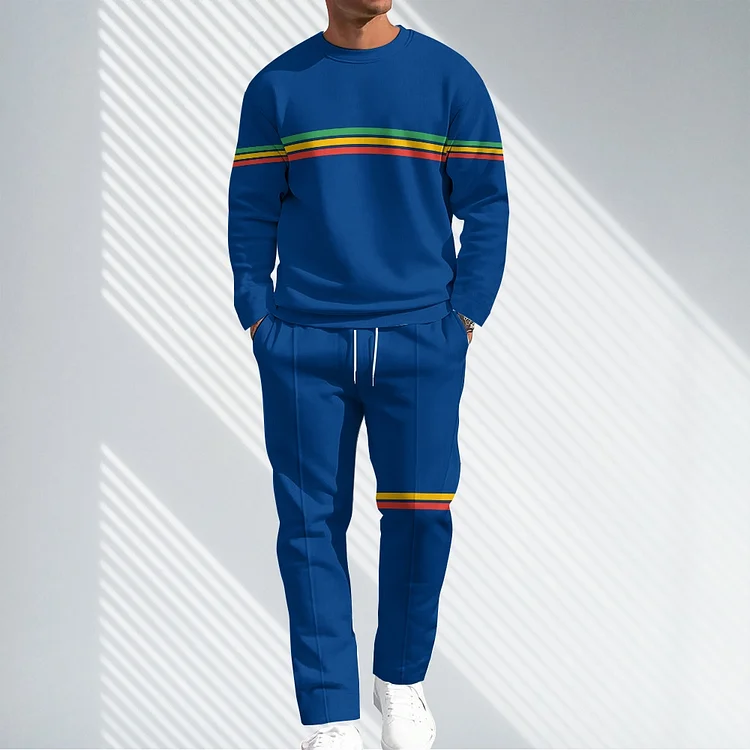 Men Causal Printed Hoodied and Pants Suit