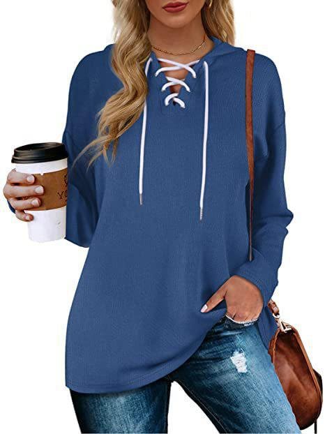 Women's V-neck Long Sleeved Sweatshirt Top