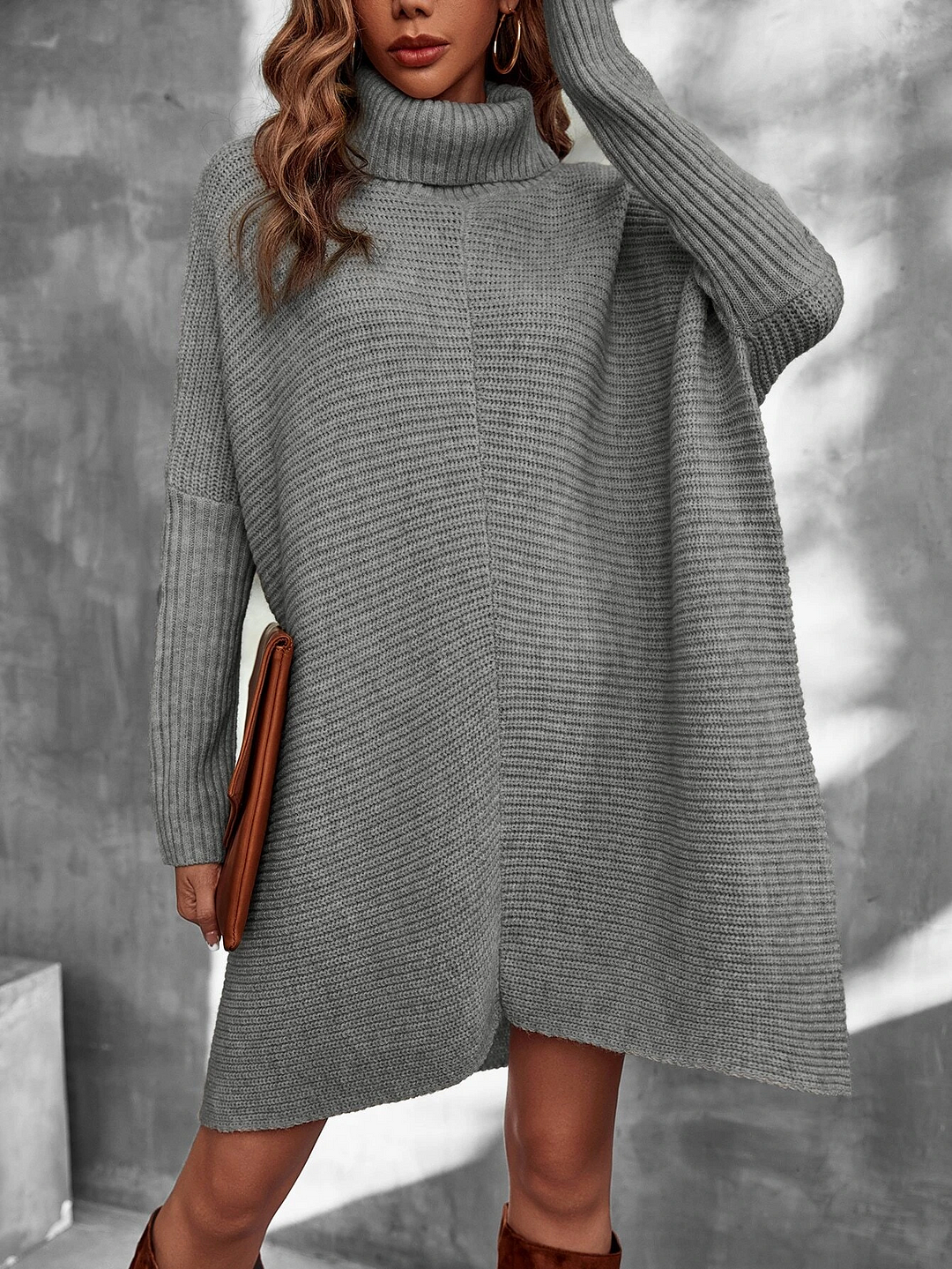Turtleneck Batwing Sleeve Jumper Dress