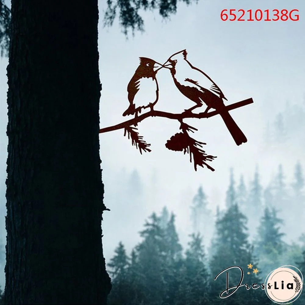 Tree Metal Art Yard Garden Outdoor Branch Gnomes Decoration Sign Rustic Hanging