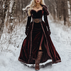 Women's Autumn And Winter Wool Splicing Ancora Velvet Long Skirt Elegant Long Sleeve Wrap The Chest Tunics Dress by Inlyline