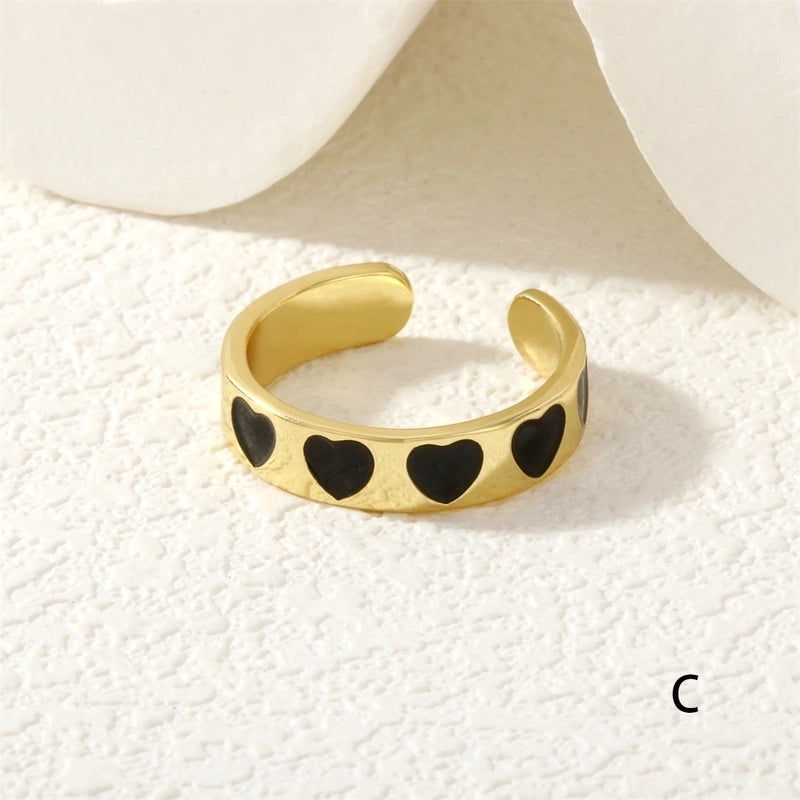 Cute Pentagram Copper Enamel Open Rings