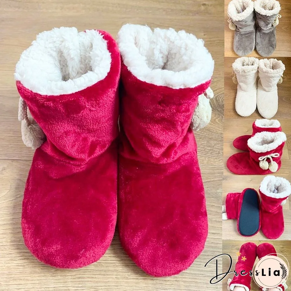 Women Indoor Slippers Warm Plush Lovers Home Slipper Soft Winter Warm House Slippers Velvet Ball Women Bedroom Slippers