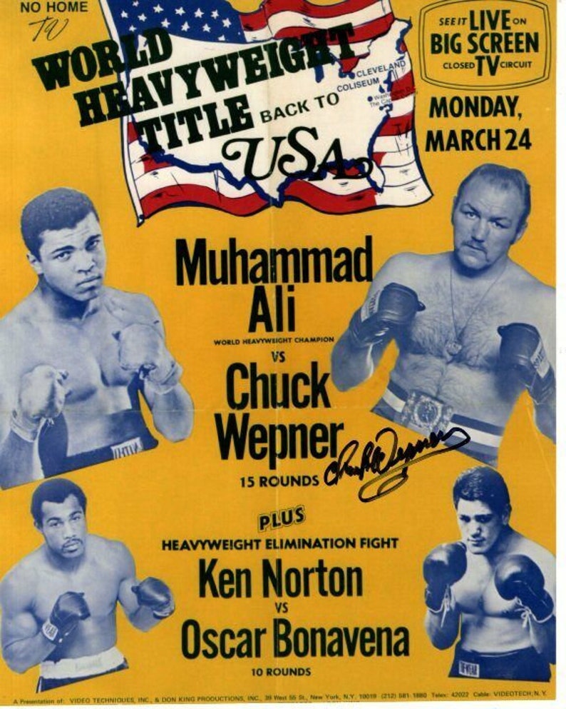 Chuck wepner signed autographed vs. muhammad ali Photo Poster painting