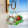 (US Only)6Pcs Double Sided Special Shape Garden Ladybug Diamond Painting Keychain
