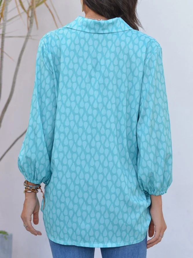Polka Dots Shirt Collar Casual Shirts & Tops