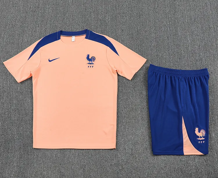 2025-26 French pink children's short-sleeved suit