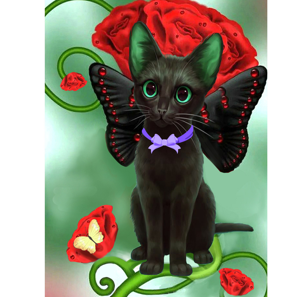

Black Cat Butterfly - Round Drill Diamond Painting - 30*40CM, 501 Original