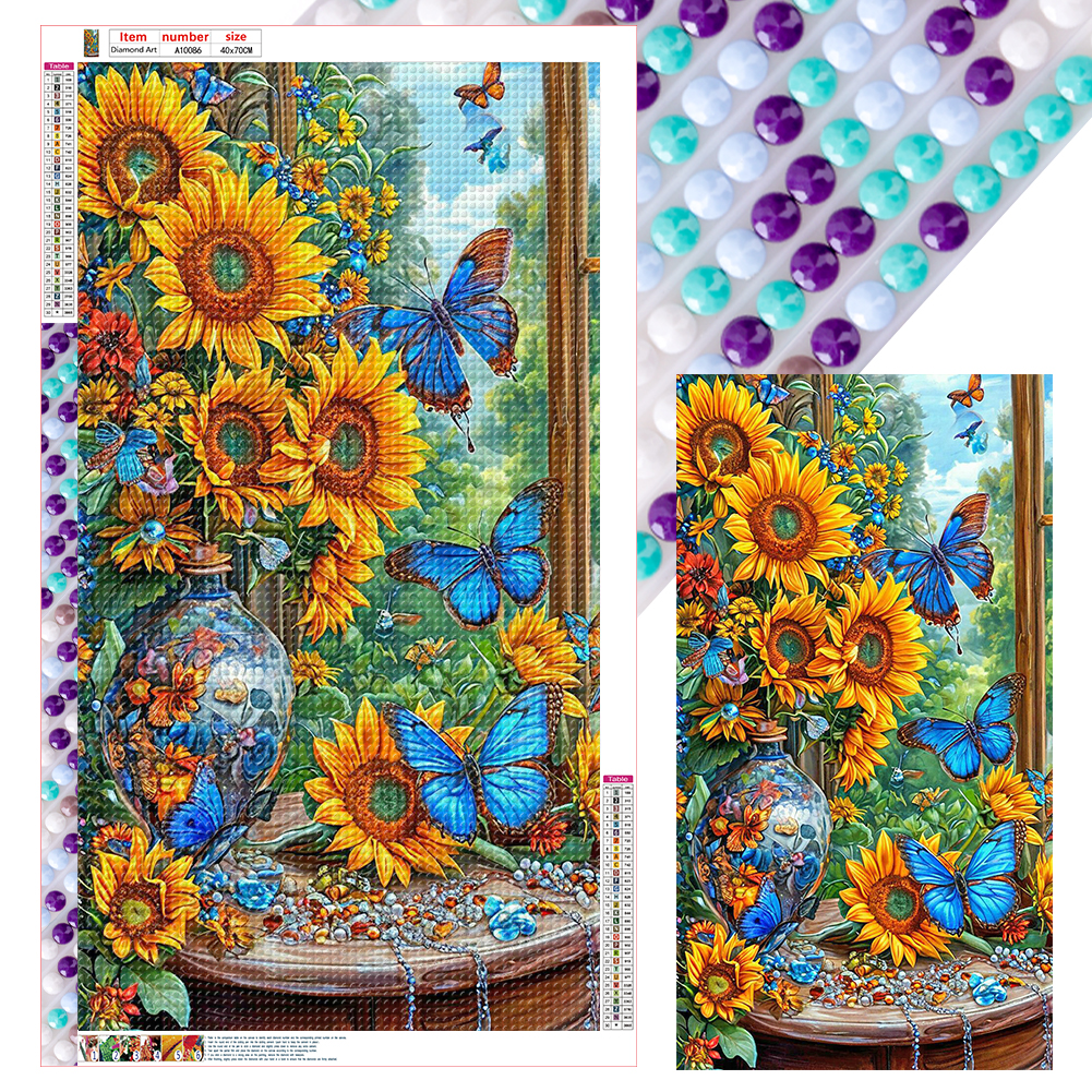 Sunflower Butterfly 40*70cm(canvas) full round drill diamond painting