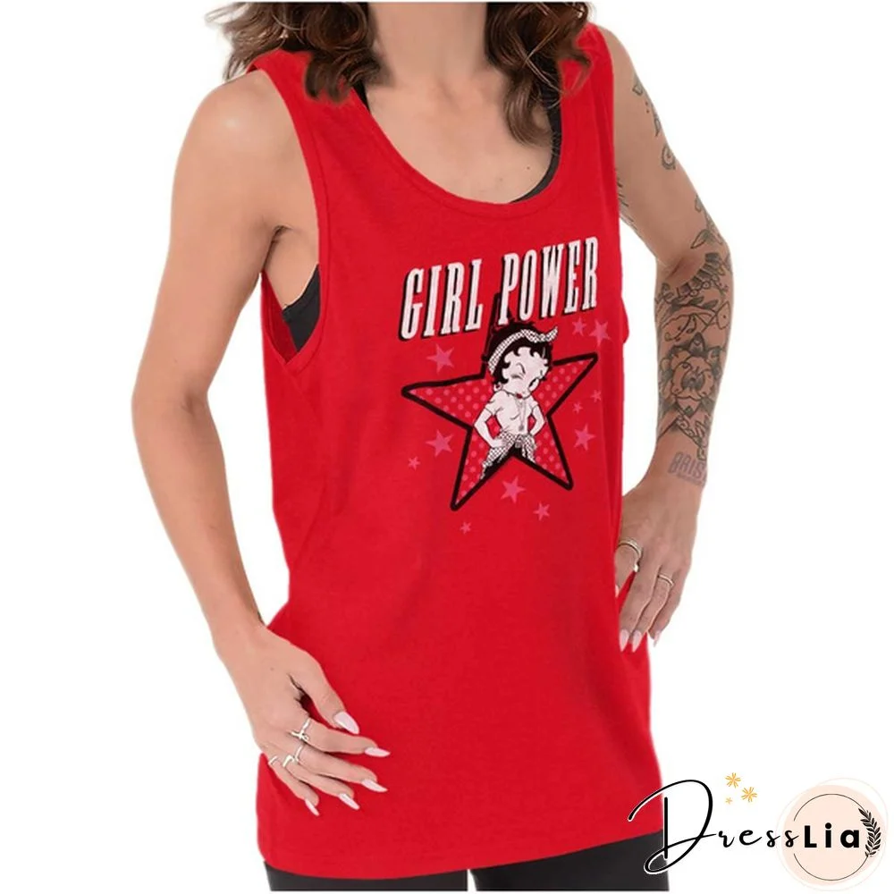 Licensed Betty Boop Girl Power Feminist Retro Tank Tops T-Shirts Tees For Womens