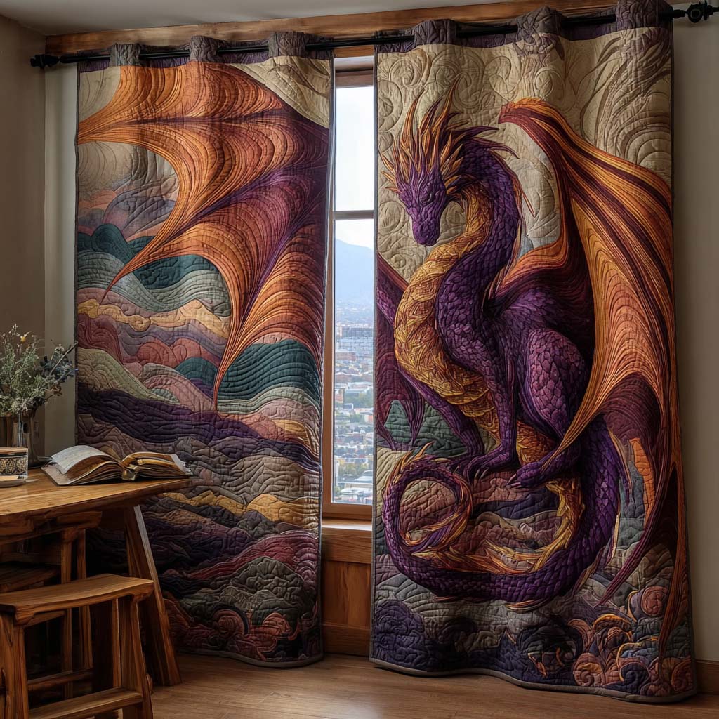 Guardian Dragon Printed Quilted  Curtains NCU0NT11171