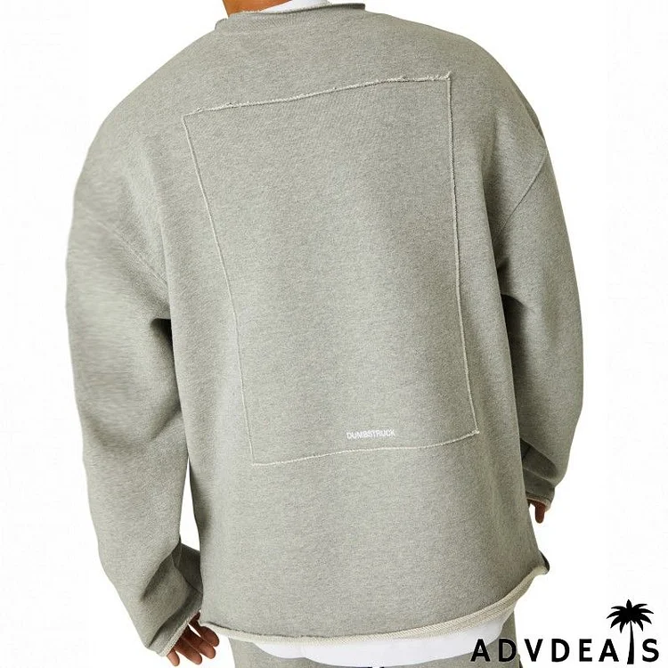 Men Casual Round Neck Long Sleeve Loose Sports Sweatshirt