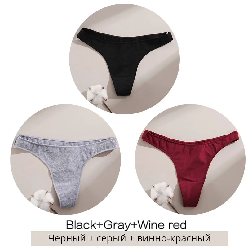 FINETOO Sexy Thongs Women Cotton T-back Underpants M-XL Ladies G-string Underwear Low Waist Female Thong Panties Lingerie 2021