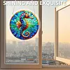 (25cm)DIY Acrylic Jigsaw Puzzle Window Hanging with Hanging Chain DIY Stained Glass Decoration Round Window Puzzle Decor for DIY Craft Project (Stained Glass Seahorse)